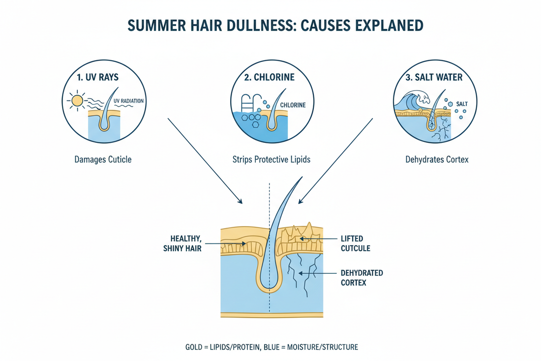 Why Your Hair Loses Shine in Summer