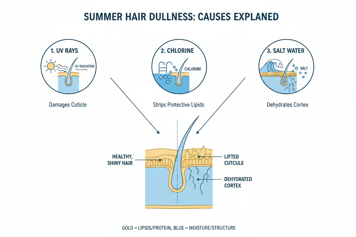 Why Your Hair Loses Shine in Summer