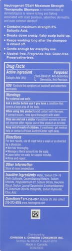 Neutrogena T/Sal Therapeutic Shampoo for Scalp Build-Up Control with Salicylic Acid, Scalp Treatment for Dandruff, Scalp Psoriasis & Seborrheic Dermatitis Relief, 4.5 fl. oz (Pack of 2)