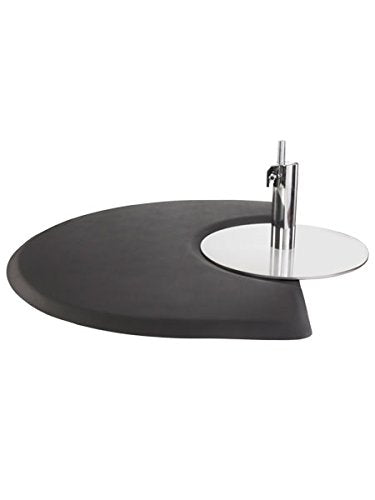 Buy-Rite 3' x 4' Extra-Thick 1" No-Fatigue Salon Floor Pad for Professional Salons & Barbershops, Super Soft Semicircle with Chair Indentation, Puncture-Proof, Anti-Fatigue Design, Black, SHP-SS3040C1