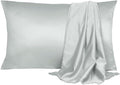 uxcell 2 Pack Silk Satin Pillowcase for Hair and Skin, Cool, Silky, Soft Breathable Pillow Cases Travel Size 14x20 Inch Sateen Pillowcase Light Gray with Envelope Closure
