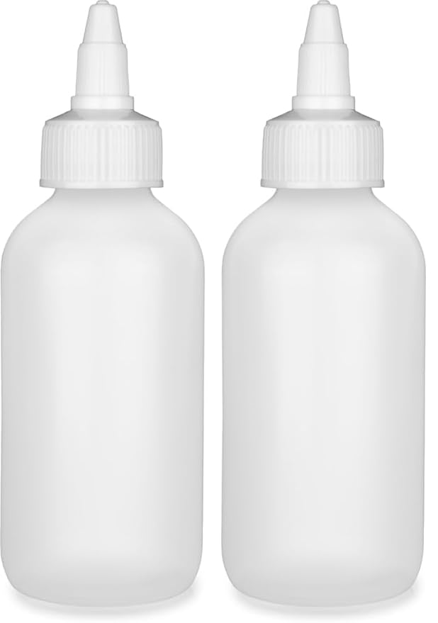 BRIGHTFROM Twist Top Applicator Bottles, Squeeze 4 OZ Empty Plastic Bottles, Refillable, Open/Close Nozzle - Multi Purpose (Pack of 2)