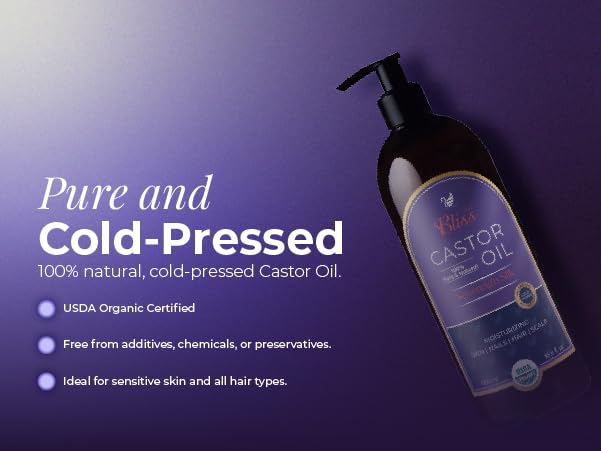 Royal Bliss Organic Castor Oil 16 Fl Oz | 100% Pure and Natural | Premium Grade Carrier Oil | Hair, Eyelashes and Eyebrows | Hair and Body | Expeller-Pressed | Hexane-Free