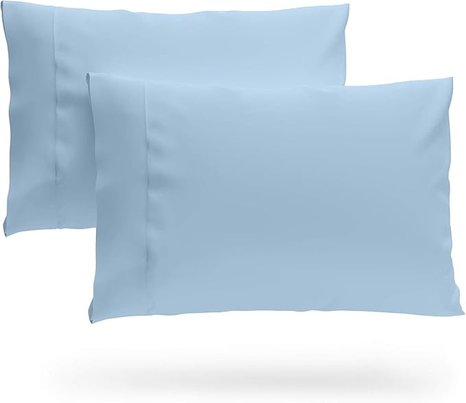 SKY BEDDINGS Queen Pillowcase Set of 2 - Soft Brushed Microfiber Pillow Cases with Envelope Clouser - Wrinkle-Free, Fade-Resistant Pillow Covers - 20 x 30 Inches, Light Blue