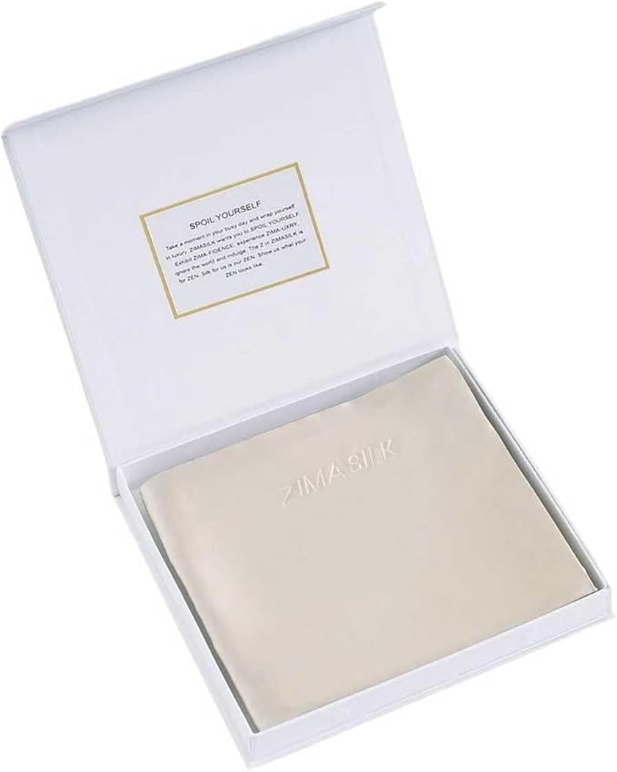 ZIMASILK 22 Momme Silk Pillowcase for Hair and Skin - 100% Pure Mulberry Silk with Hidden Zipper, Grade 6A Luxury Pillow Case for Women, Soft & Durable, Gift Box (King 20"x36" Beige)