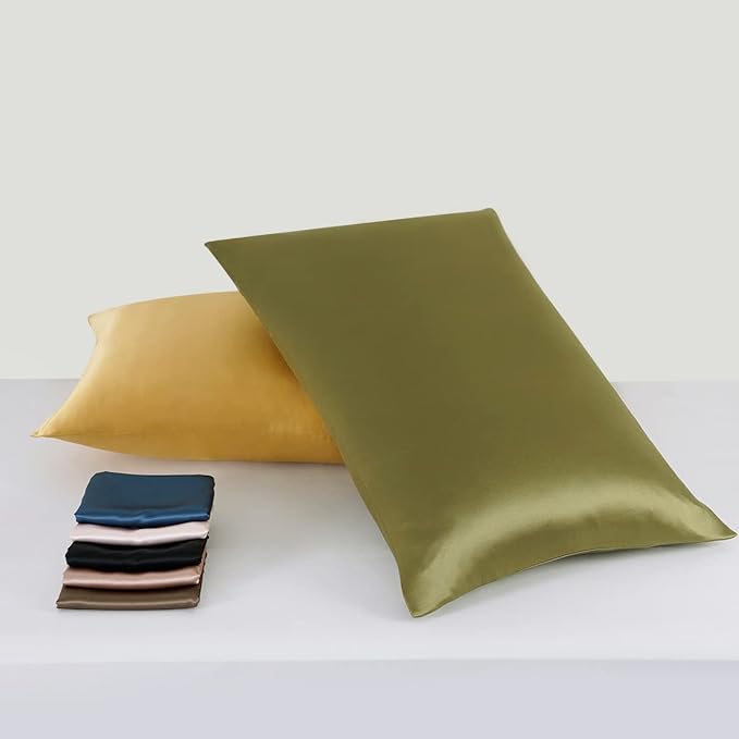 25 Momme Premium Mulberry Silk Pillowcase for Hair and Skin | Handcrafted Hypoallergenic & Anti-Acne Green Silk Pillow Cases with Zipper | King - 20" x 36", Jungle