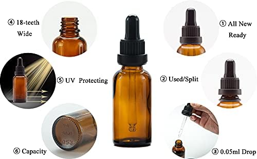 YIZHAO Amber Glass Dropper Bottle 1oz, Tincture Bottles with Glass Dropper, for Essential Oils, Aromatherapy, Cosmetic, Laboratory, Pharmacy, Liquids, Travel –24 Pcs