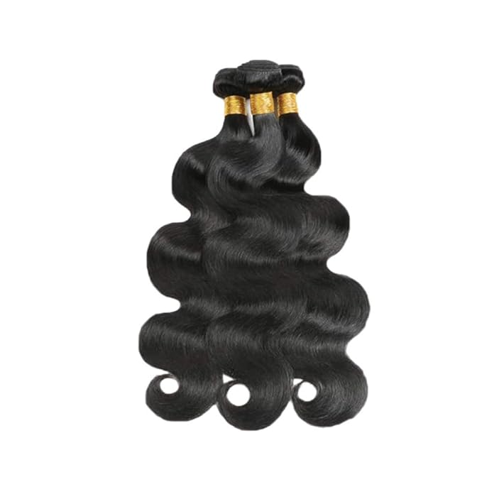 30 32 34 Inch Color 1B Body Wave Bundles Natural Black Human Hair Bundles Niegmeag Brazilian Virgin Remy Hair Extensions Double Weft Soft and Silky Body Wave Bundle Hair Weave