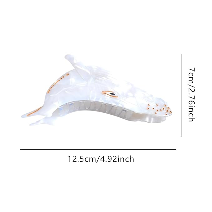 Novelty White Whale Hair Clips,Cute Acetate Hair Clip,Big Claw Clips for Women