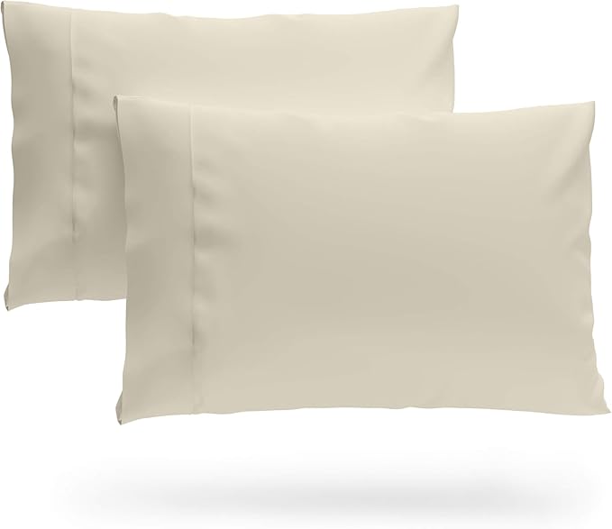 SKY BEDDINGS Queen Pillowcase Set of 2 - Soft Brushed Microfiber Pillow Cases with Envelope Clouser - Wrinkle-Free, Fade-Resistant Pillow Covers - 20 x 30 Inches, Ivory