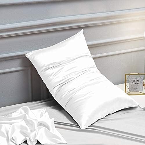 NTBAY 2 Pack Satin Queen Pillowcases for Hair and Skin, Luxurious and Silky Pillow Cases with Envelope Closure, 20x30 Inches, White