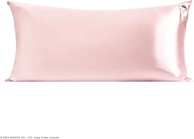 Kitsch x Hello Kitty Pillow Case – Pink Kitty Face Toddler Bed Time Satin Pillowcase with Zipper – Soft Cooling Pillow Cover for Hair & Skin – Better Than Silk Pillowcase – King Size 19x36