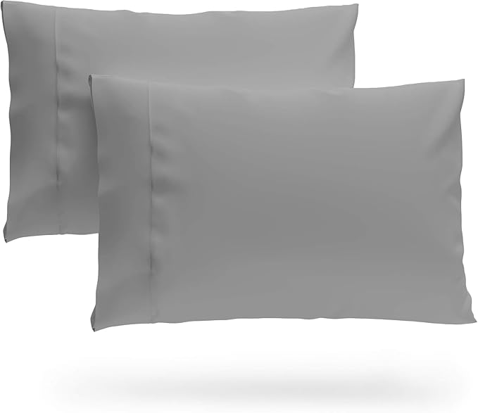 SKY BEDDINGS Queen Pillowcase Set of 2 - Soft Brushed Microfiber Pillow Cases with Envelope Clouser - Wrinkle-Free, Fade-Resistant Pillow Covers - 20 x 30 Inches, Light Grey