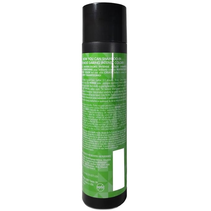 Watercolors by Tressa INTENSE 3-in-1 Color Depositing Shampoo, Semi Permanent Hair Color, Hair Dye Shampoo for Curly, Dry, and Normal Hair, 8 fl oz - GREEN