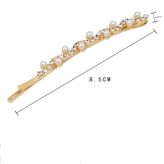 WHITEBRIDGE 8pcs Rhinestone and Pearl Bobby Pins Metal Hair Clips Sparkling HairClip for Women Girls Gold and Silver Diamond Hair Pins