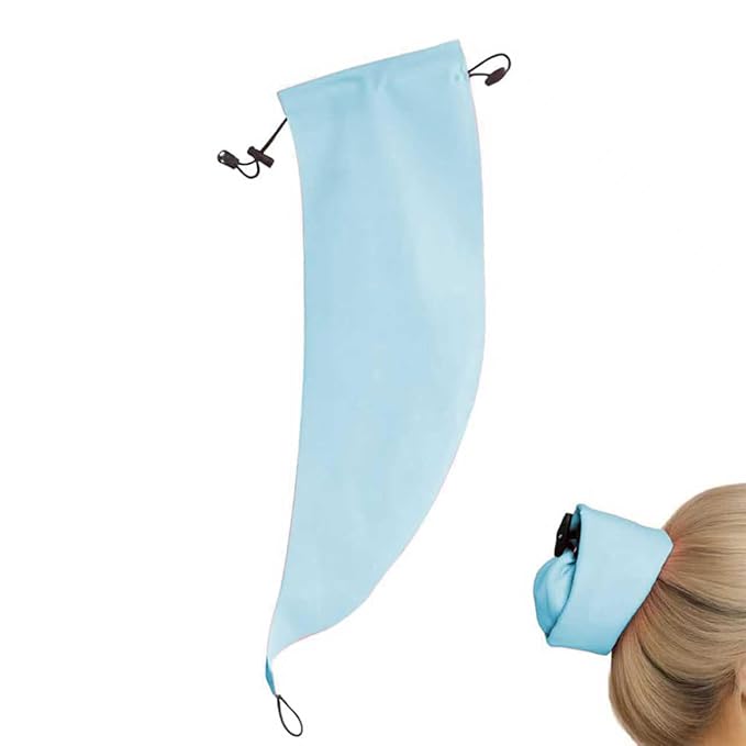 Waterproof Hair Sleeve for Long Hair, Reusable Adjustable Crown Washing Shower Cap Ponytail, Protect Styled Hairs, Quick Root Refresh, Wash Pony Caps for Women Pool Travel Gym Beach (Light Blue)
