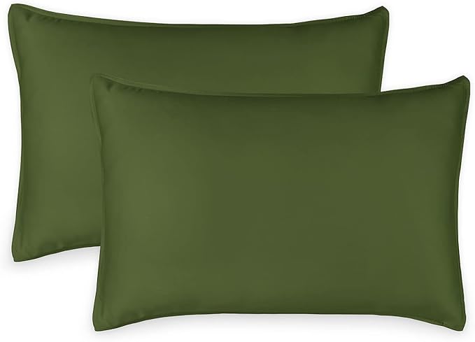Queen Pillowcases by Pure Bamboo, Genuine 100% Organic Viscose Derived from Bamboo, Luxuriously Soft & Cooling, Double Stitching, Envelope Closure (2 Queen Pillowcases, Pesto)