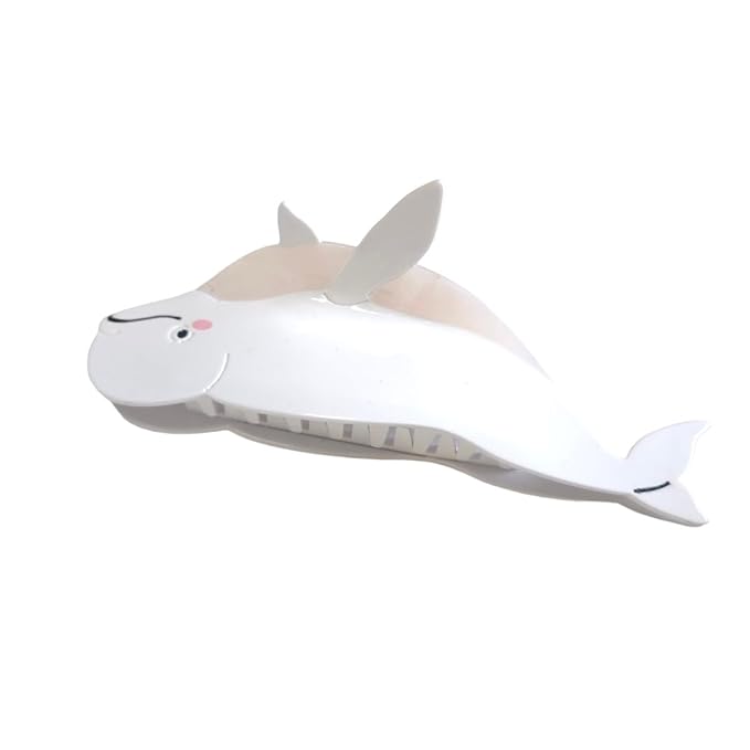 Novelty White Beluga Hair Clips,Cellulose Acetate Hair Clips,Big Claw Clips for Girl,Hair Accessories