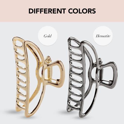Kitsch Metal Hair Clips for Women - Durable & Elegant Metal Claw Clips, Perfect for Everyday Use & Special Occasions - Hematite | Ideal Gifts for Women, 1 Piece