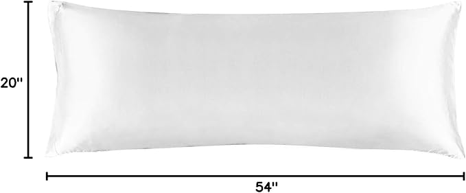 BEDELITE Satin Body Pillow Cover, Super Soft and Cooling Body Pillow Pillowcase for Hair and Skin, Breathable Silky Full Long Pillowcase Cover(20"x54", White)