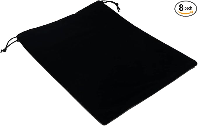 Aestivate 8 Pack Large Velvet Drawstring Pouch, Velvet Bag 8×10 Inch Storage Bag Cosmetics Pouches Dust Bag 8 Pieces(Black)