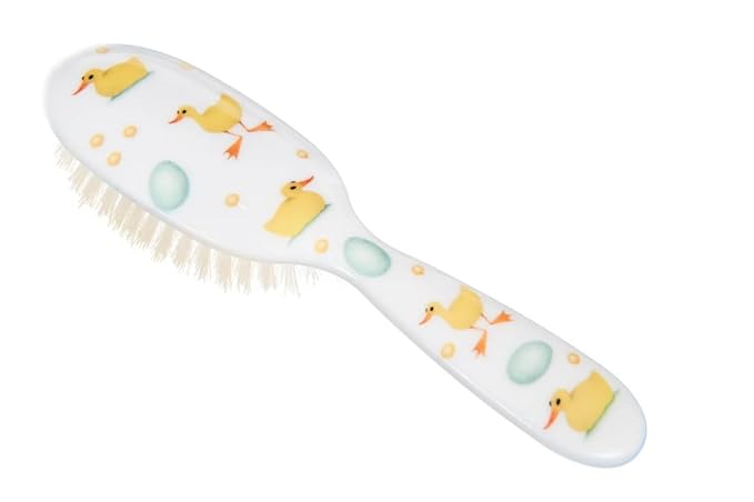 Rock & Ruddle Natural Mixed Boar Bristle Hair Brush for Women and Kids (Small/Travel Size, 17.5cm) - Perfect for Wet or Dry Hair, Detangling Smoothing Blowdrying - Made in UK - Ducks
