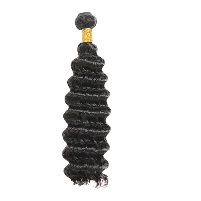 Single Human Hair Bundle 22 Inch Color 1B Deep Wave Bundles Peruvian 8A Virgin Remy Hair Extensions Double Weft Real Natural Black Deep Wave Hair Weave