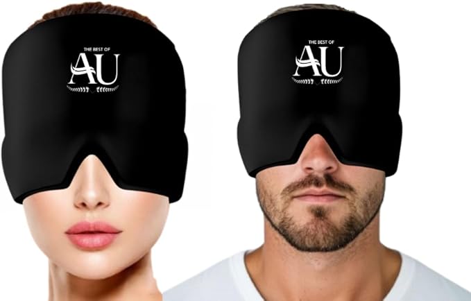 Migraine Relief Cap Ice Headache Hat – Hot & Cold Gel Therapy for Migraines, Tension & Sinus Pressure – 360° Cooling & Heating Headache Ice Pack for Men & Women (Black)