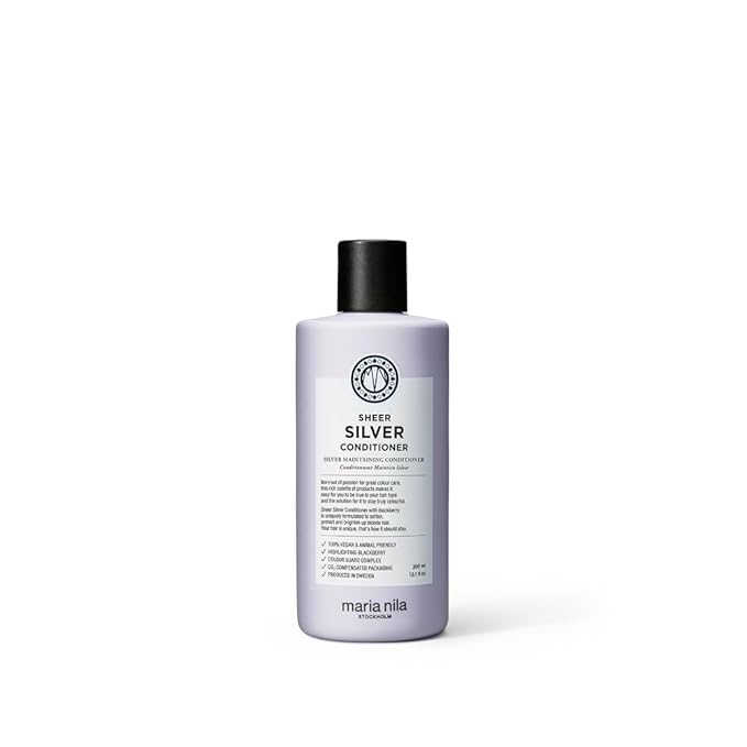 Maria Nila Sheer Silver, Conditioner 10.1 Fl Oz, Neutralizes Golden Shades, Violet Pigments Gives Cool Tone, 100% Vegan & Sulfate/Paraben free