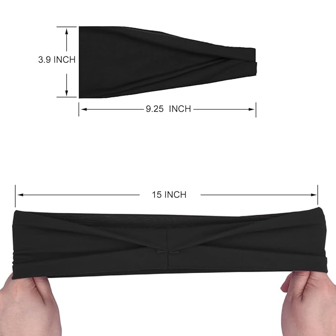 Fashion Headbands For Women Wide Headband Yoga Workout Head Bands Hair Accessories Band Black White Gray 6 Pack