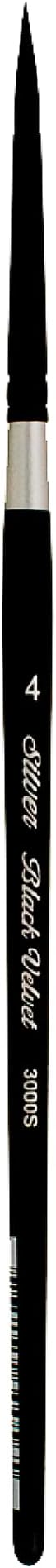 Silver Brush Limited 3000S-4 Black Velvet Round Paintbrush for Watercolor, Gouache, Inks, & Dyes, Size 4, Short Handle