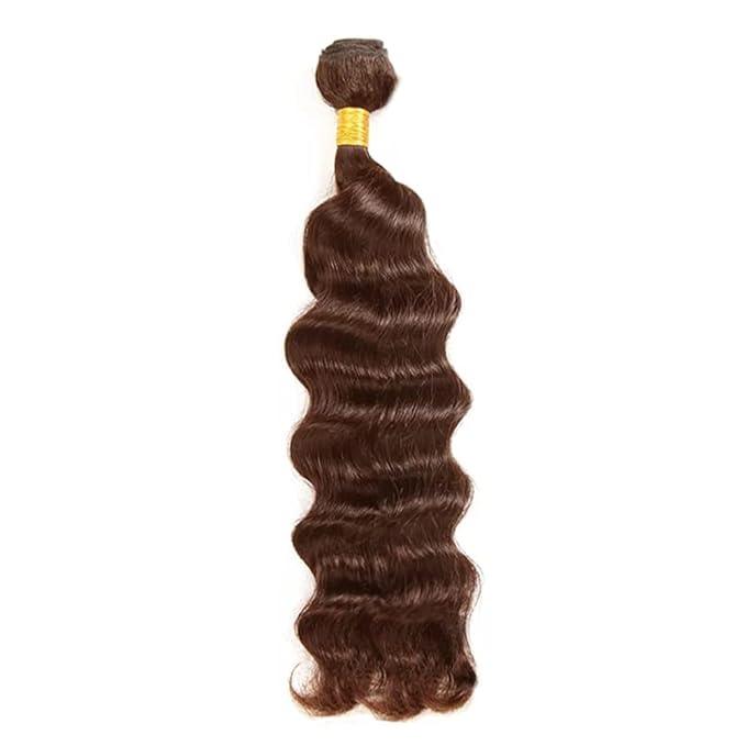 Color 4 Human Hair Bundles Chocolate Brown Deep Wave Bundles Niegmeag Unprocessed Peruvian Virgin Remy Hair Single Bundle 24 Inch Double Weft Hair Weave