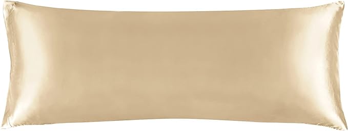 BEDELITE Satin Body Pillow Cover, Super Soft and Cooling Body Pillow Pillowcase for Hair and Skin, Breathable Silky Full Long Pillowcase Cover(20"x54", Champagne)