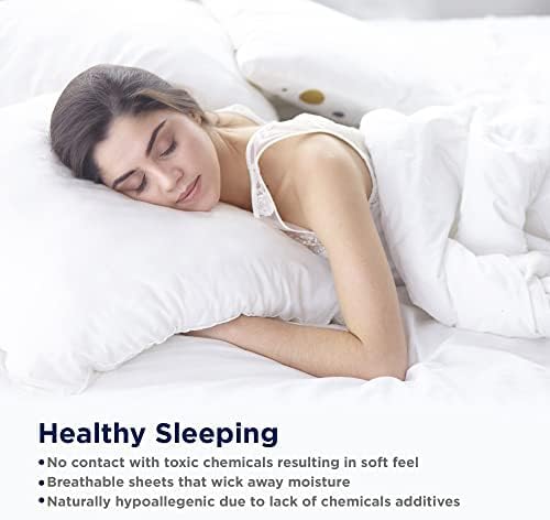 Lane Linen 100% Organic Cotton King Size Pillow Cases Set of 2 (20''x36'') Pillow Cases King Size Certified Organic Cotton Pillowcases King Pillow Cases Set of 2 Light Grey Pillow Cases Silver