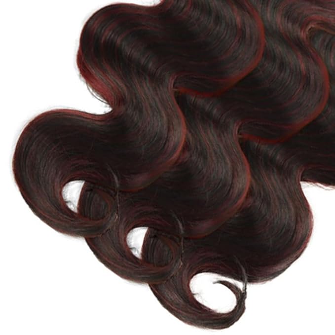 20 20 20 Inch Highlight Bundles Human Hair Red Body Wave Bundles Niegmeag 2 Tone Black and Burgundy Body Wave Bundle Brazilian Virgin Remy Hair Extensions