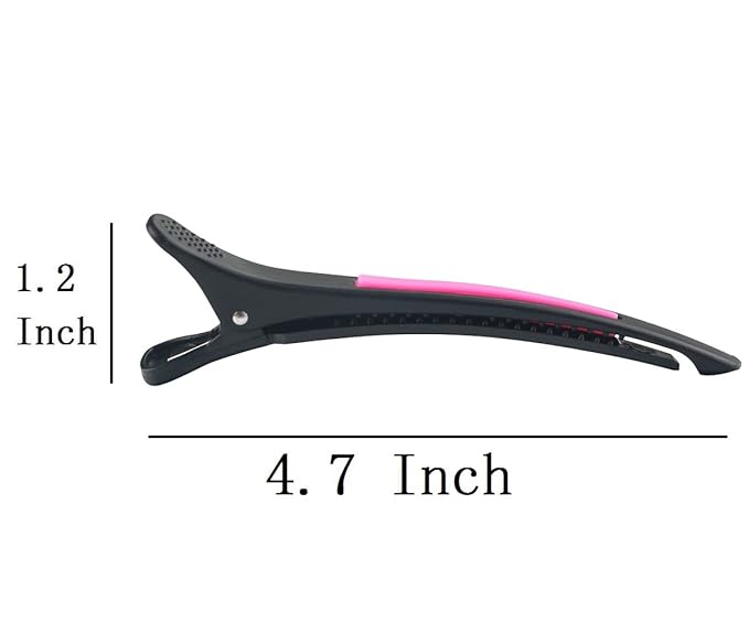 6Pcs/set Pinup Plastic Duck Bill Hair Clips for Sectioning Hair - Professional Non Slip Silicone band Clips Salon DIY Accessories Hairpins Hairgrip for Women(Blcak-Style2)