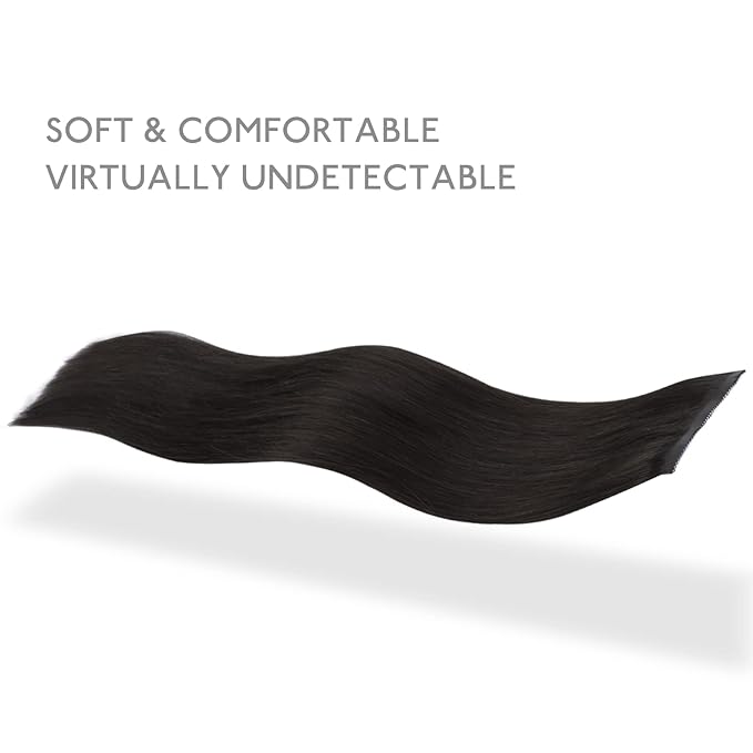 WENNALIFE Lace Seamless Clip in Hair Extensions Human Hair 7pcs Ultra Invisible 50% Thinner Seamless Clip Ins Dark Brown Natural Remy Hair 14 inch