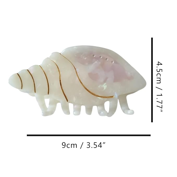Spiral Conch Claw Clip,Acetate Hair Clips,Small Claw Clips for Women,White