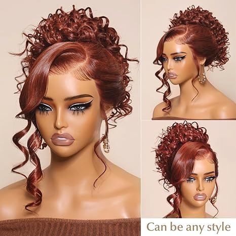 AMIRTY 250 density 30 Inch Dark Ginger Wig Human Hair Pre Plucked 13x4 Auburn Colored Lace Front Wigs Body Wave Glueless Wigs Human Hair HD Lace Frontal Reddish Brown Human Hair Wig