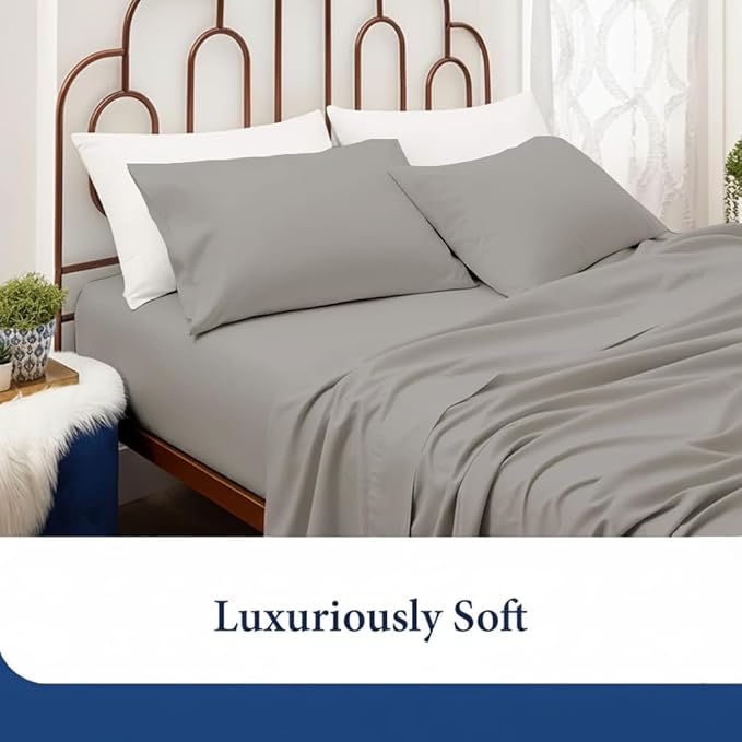 SKY BEDDINGS Queen Pillowcase Set of 2 - Soft Brushed Microfiber Pillow Cases with Envelope Clouser - Wrinkle-Free, Fade-Resistant Pillow Covers - 20 x 30 Inches, Light Grey