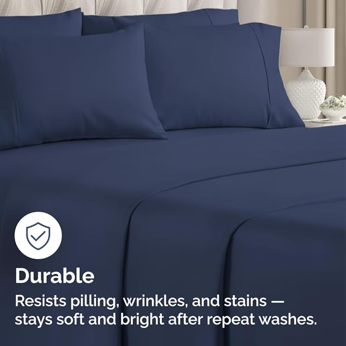 Queen Pillow Cases - 4 Pack - Super Soft Pillowcase Covers - Envelope Enclosure - Hotel Quality Pillow Protectors - Wrinkle Free, Shrink & Stain Resistant - Machine Washable - 20" x 30" (Navy Blue)