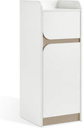 BarberPub Salon Spa Storage Cabinet, Barber Hair Stylist Station with 1 Drawer and 1 Cabinet, Beauty Salon Organizers 40” Tall DC2022 (White&Beige)