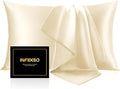 INFIIXSO Silk Pillow Cases 2 Pack Standard Size, Ultra Smooth & Soft Mulberry Silk Pillow Case for Hair and Skin, Breathable Cooling Silk Pillowcase with Hidden Zipper (Ivory, 20x26 Inches)