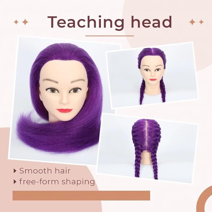 100% Real Hair Mannequin Head Training Head Manikin Cosmetology Doll Head for Hairdresser Practice Braiding Hair Styling with Clamp stand (18-inch)