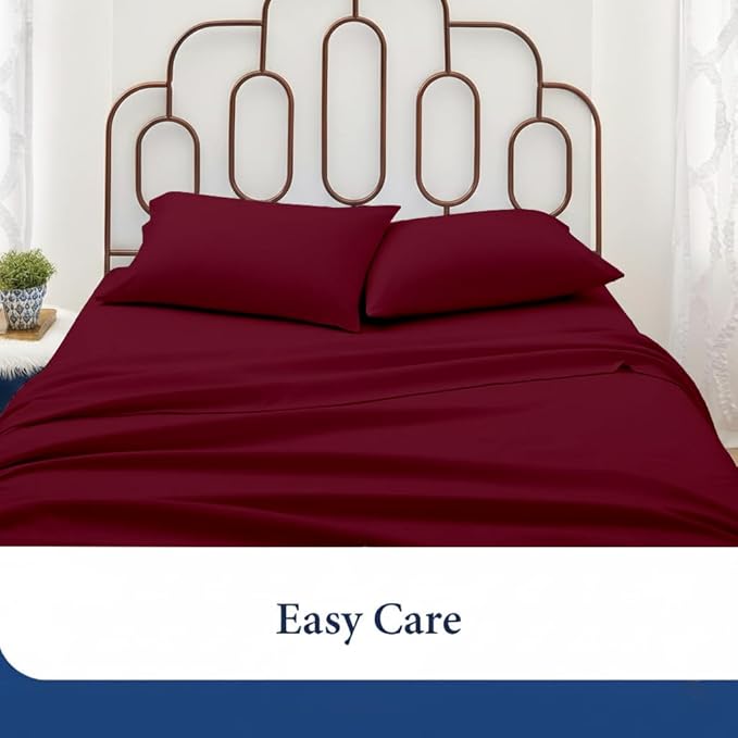 SKY BEDDINGS King Pillowcase Set of 2 - Soft Brushed Microfiber Pillow Cases with Envelope Clouser - Wrinkle-Free, Fade-Resistant Pillow Covers - 20 x 40 Inches, Burgundy