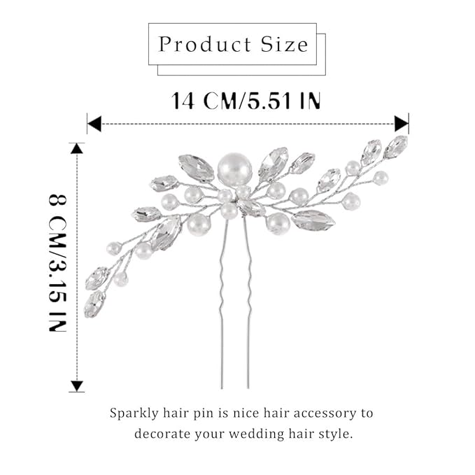 JAKAWIN Pearl Hair Pin Silver Wedding Hair Piece Bridal Hair Accessories for Women HP179 (1 Silver)