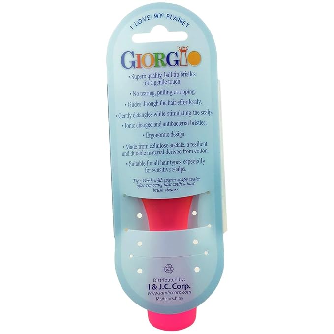 Giorgio GIO1 Gentle Hair Brush Dresser Size. Wet & Dry Pro Hair Brush Detangler. Soft for Sensitive Scalp. Good For Men Women & Kids All hair lengths. Durable and Anti-Static. (Set, Red)