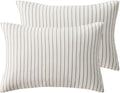 JELLYMONI 100% Natural Cotton Striped Standard Pillowcases Set, 2 Pack White with Thin Gray Vertical Stripes Pattern Printed Pillow Covers with Envelope Closure (Pillows are not Included)