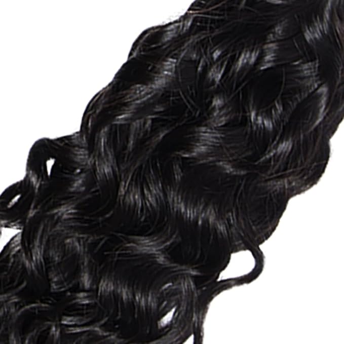 Human Hair Bundles Natural Black Water Wave Bundles Niegmeag Peruvian Grade 8A Virgin Remy Hair Single Bundle 14 Inch Double Weft Real Color 1B Hair Weave
