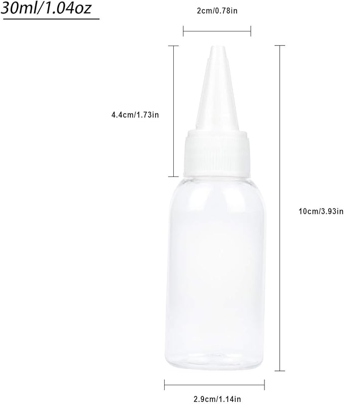 TRENDBOX 1oz / 30ml Plastic Bottle Pointed Mouth Top Cap for Essential Oils, Liquid - 12 Pack